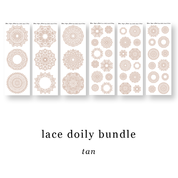 Lace Doily Journaling Planner Stickers (Tan) Bundle