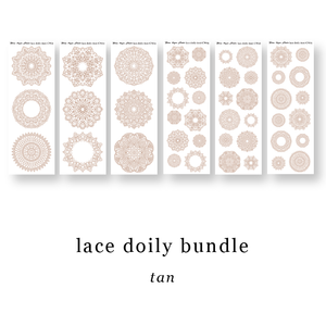 Lace Doily Journaling Planner Stickers (Tan) Bundle