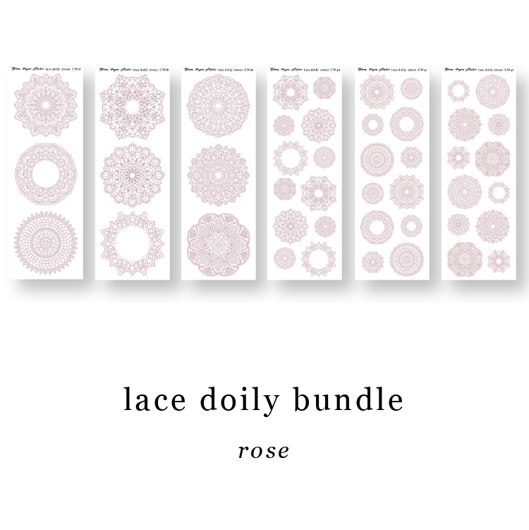 Lace Doily Journaling Planner Stickers (Rose) Bundle