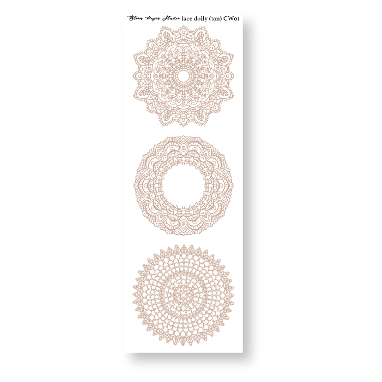 Lace Doily Journaling Planner Stickers (Tan)