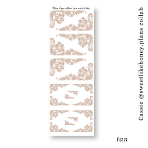 Lace Journaling Planner Stickers (Tan)