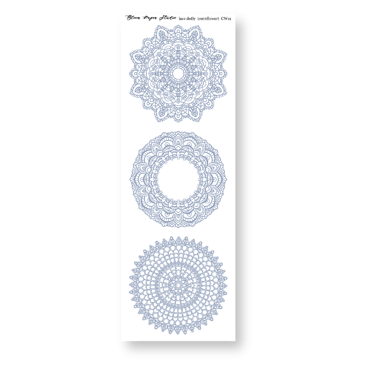 Lace Doily Journaling Planner Stickers (Cornflower)