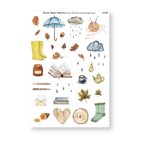 Cozy Drizzles Journaling Sticker Kit pg 1