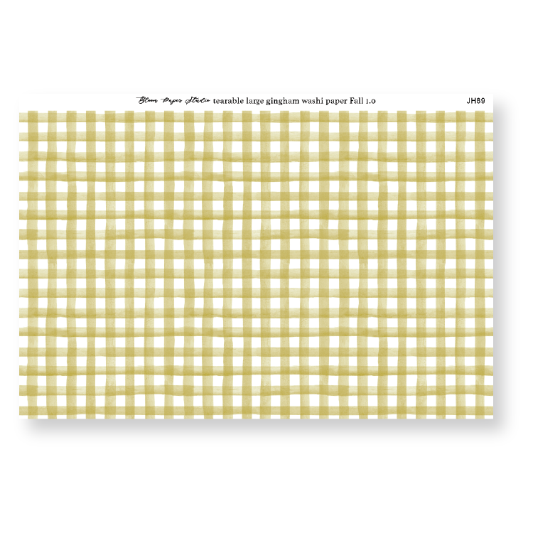 Watercolor Tearable Large Gingham Washi Paper FALL 1.0