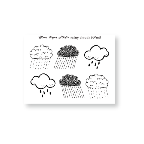 Foiled Rainy Clouds 2.0 Planner Stickers