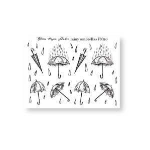 Foiled Rainy Umbrellas Planner Stickers
