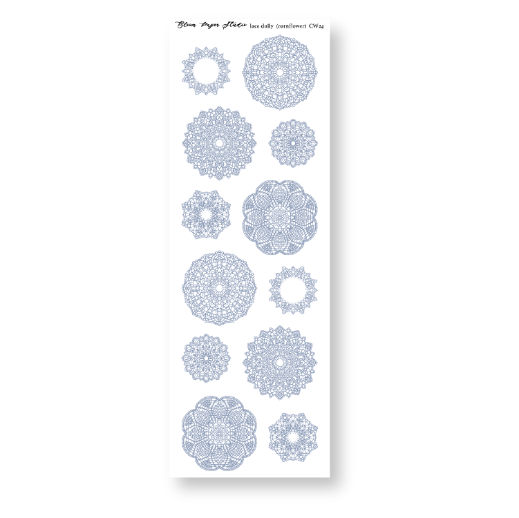 Lace Doily Journaling Planner Stickers (Cornflower)