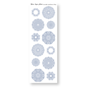 Lace Doily Journaling Planner Stickers (Cornflower)