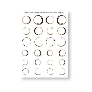 JQ43 Small & Medium Coffee Rings Journaling Planner Stickers