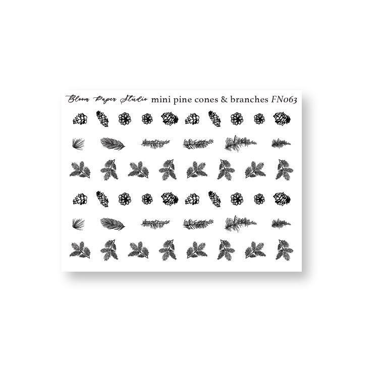 Foiled Mini Pine Cones & Branches 1.0 Planner Stickers