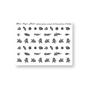 Foiled Mini Pine Cones & Branches 1.0 Planner Stickers