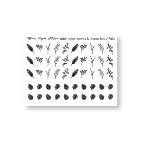 Foiled Mini Pine Cones & Branches 2.0 Planner Stickers