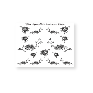 Foiled Birds Nests Planner Stickers