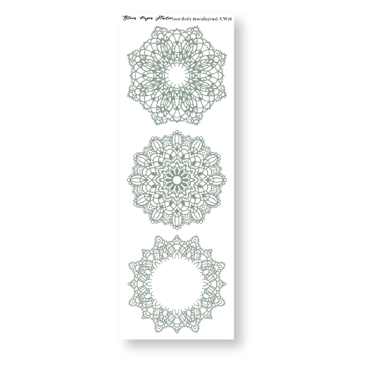 Lace Doily Journaling Planner Stickers (Eucalyptus)