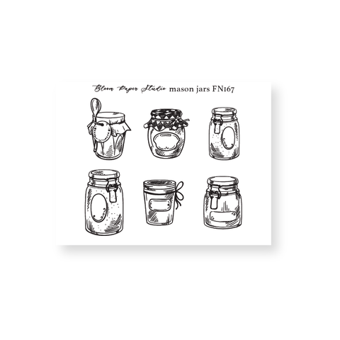 Foiled Mason Jars 2.0 Planner Stickers