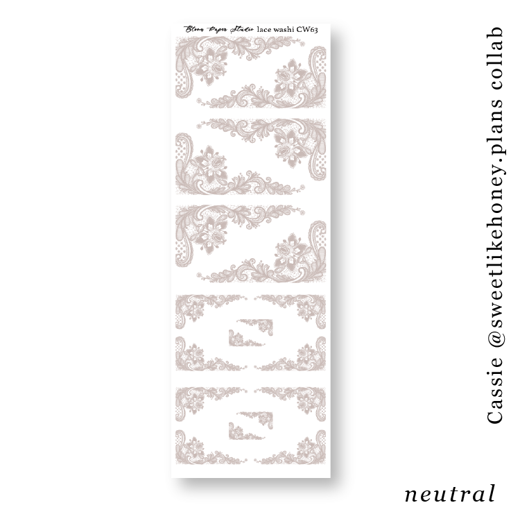 Lace Journaling Planner Stickers (Neutral)