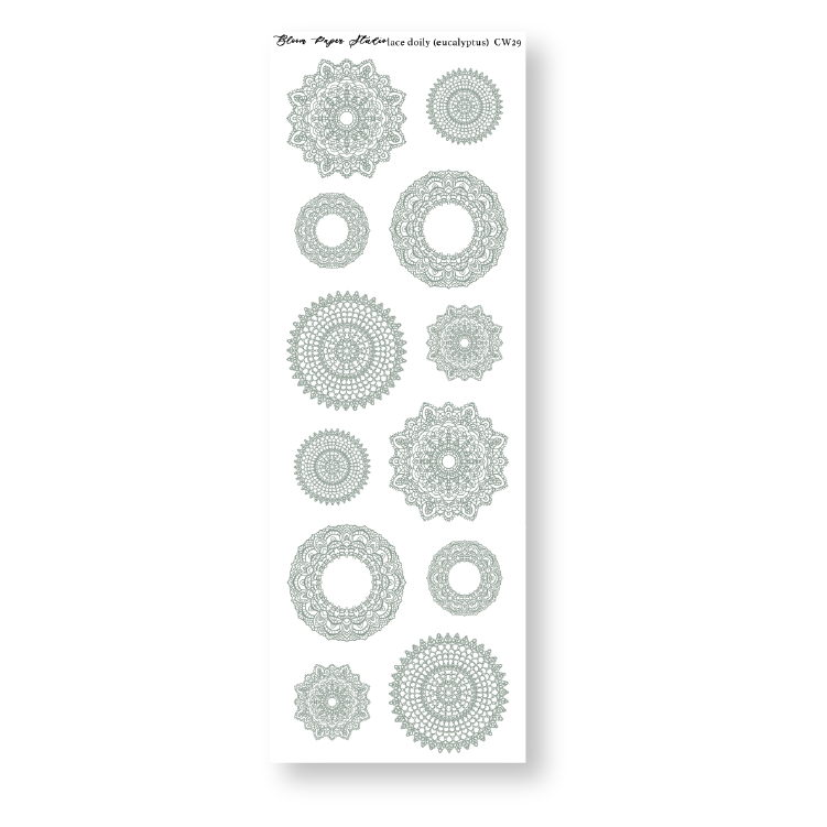 Lace Doily Journaling Planner Stickers (Eucalyptus)