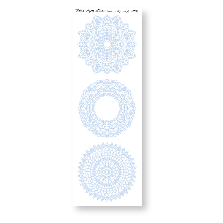 Lace Doily Journaling Planner Stickers (Sky)