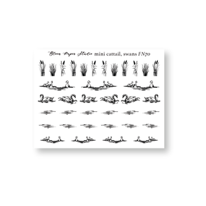 Foiled Mini Cattail, Swans Planner Stickers