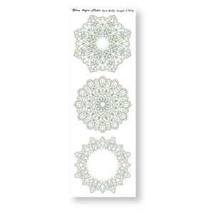 Lace Doily Journaling Planner Stickers (Sage)