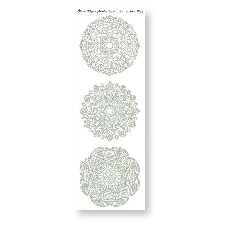 Lace Doily Journaling Planner Stickers (Sage)