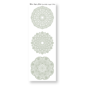 Lace Doily Journaling Planner Stickers (Sage)