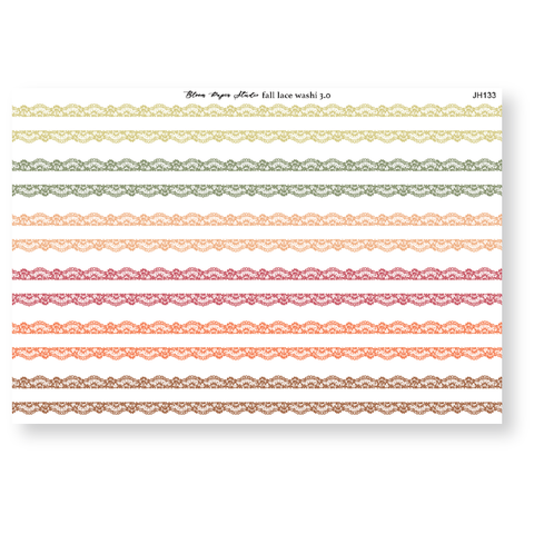Fall Lace Washi Planner Journaling Stickers 3.0