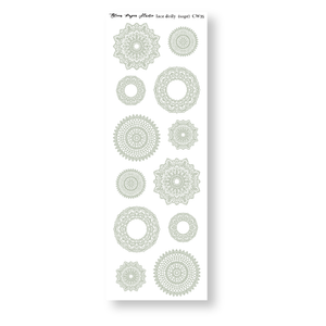 Lace Doily Journaling Planner Stickers (Sage)