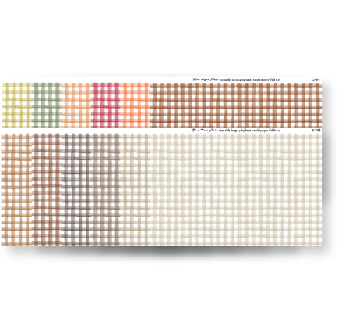 Watercolor Tearable Large Gingham Washi Paper FALL BUNDLE (12 SHEETS)