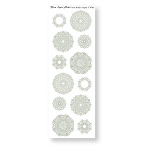 Lace Doily Journaling Planner Stickers (Sage)