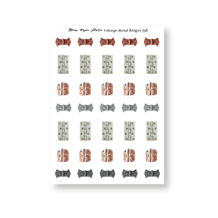 JQ58 Vintage Metal Hinges Journaling Planner Stickers