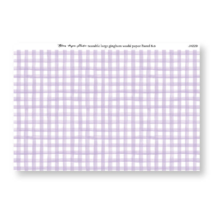 Tearable Gingham Washi Paper Pastel 8.0