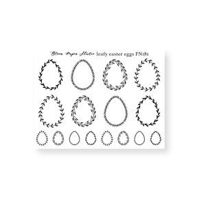 Foiled Leafy Easter Eggs Planner Stickers