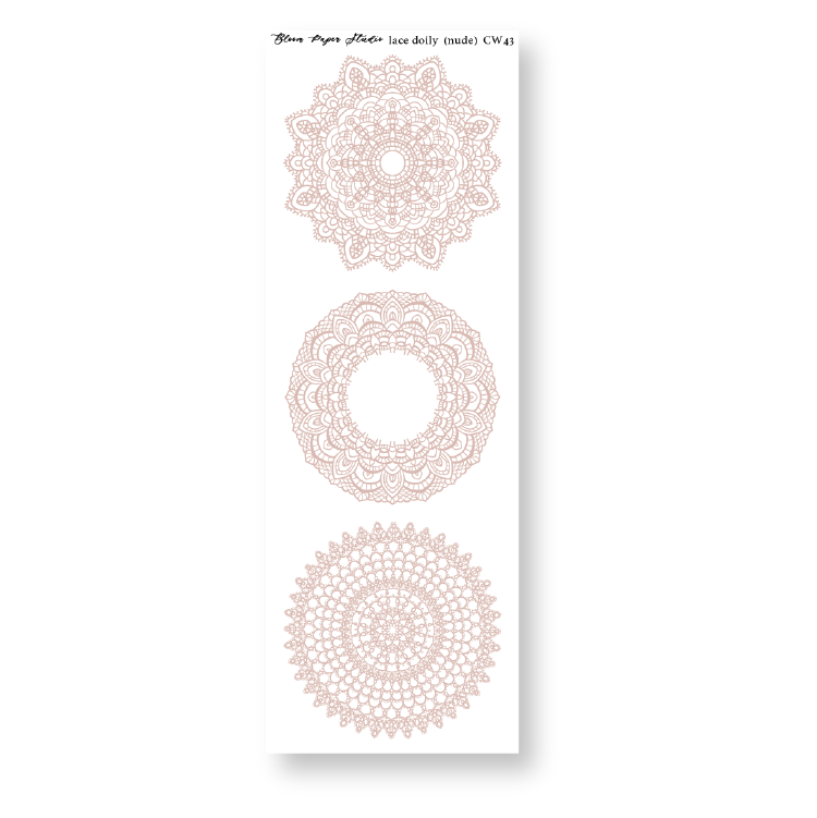 Lace Doily Journaling Planner Stickers (Nude)