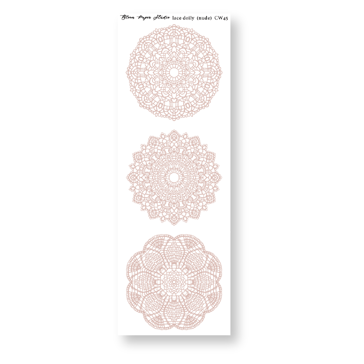 Lace Doily Journaling Planner Stickers (Nude)