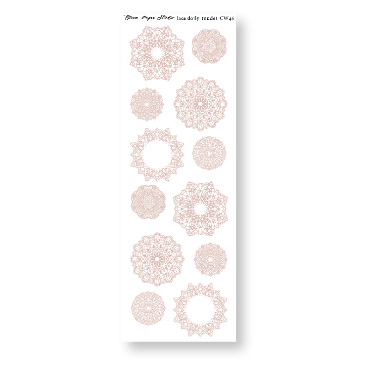 Lace Doily Journaling Planner Stickers (Nude)