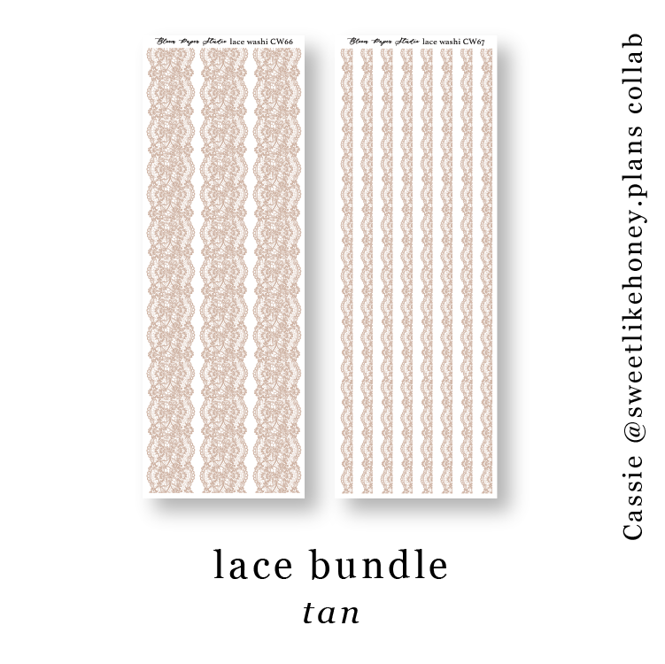 Lace Journaling Planner Stickers (Tan) Bundle