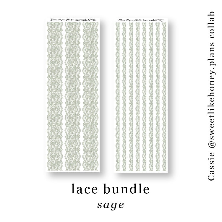 Lace Journaling Planner Stickers (Sage) Bundle