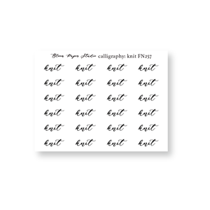 Foiled Script Calligraphy: Knit Planner Stickers