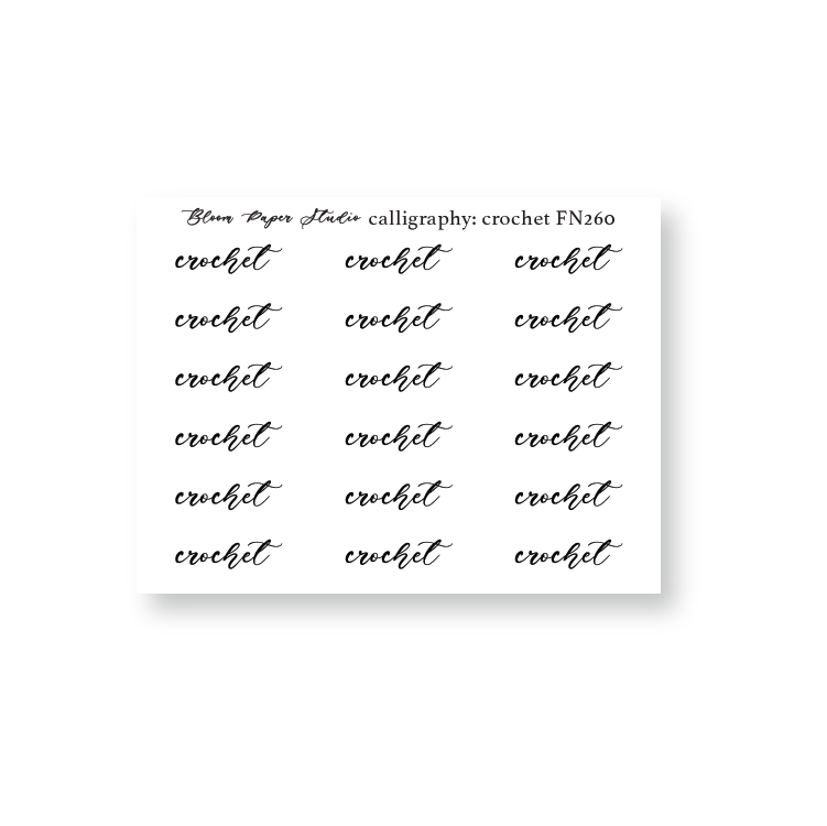 Foiled Script Calligraphy: Crochet Planner Stickers