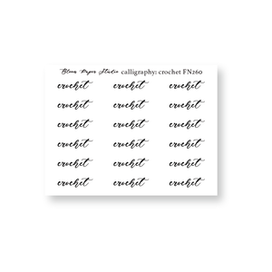 Foiled Script Calligraphy: Crochet Planner Stickers