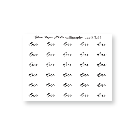 Foiled Script Calligraphy: Due Planner Stickers