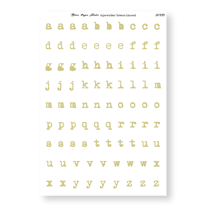 Typewriter Letter Planner Journaling Stickers (Moss)