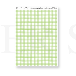 WQ070 Watercolor Gingham Washi Paper Journaling Stickers