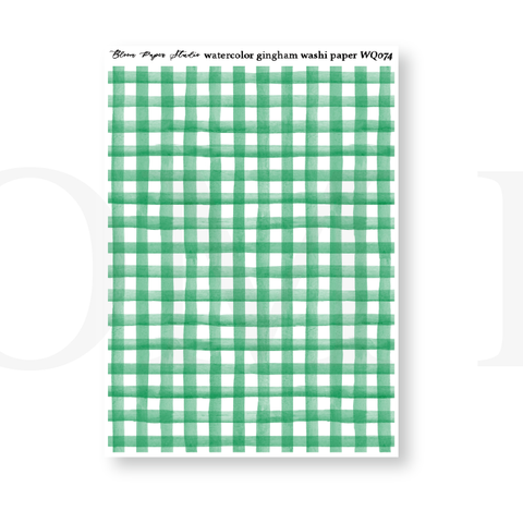 WQ074 Watercolor Gingham Washi Paper Journaling Stickers