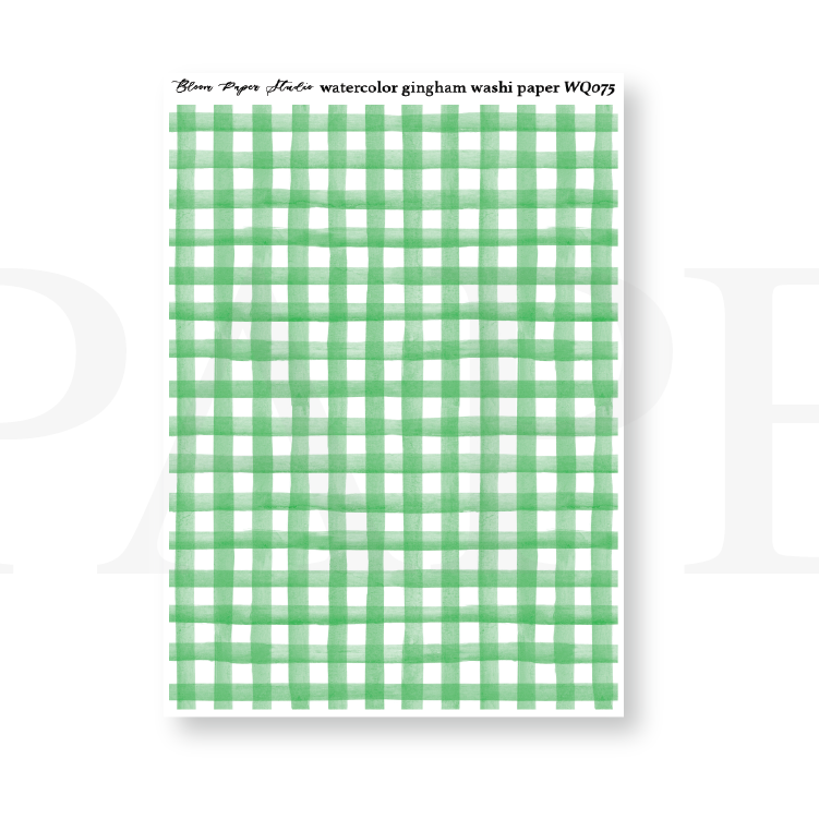 WQ075 Watercolor Gingham Washi Paper Journaling Stickers