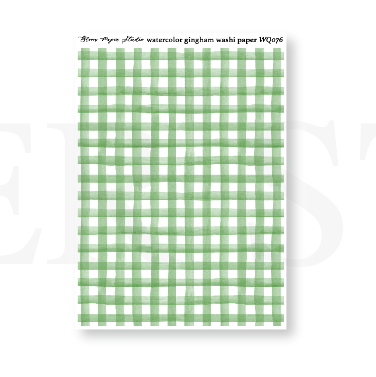 WQ076 Watercolor Gingham Washi Paper Journaling Stickers