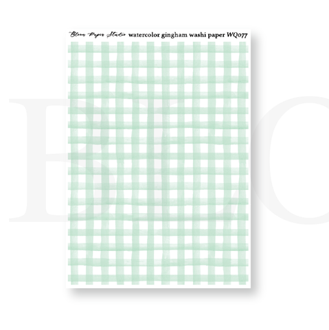 WQ077 Watercolor Gingham Washi Paper Journaling Stickers