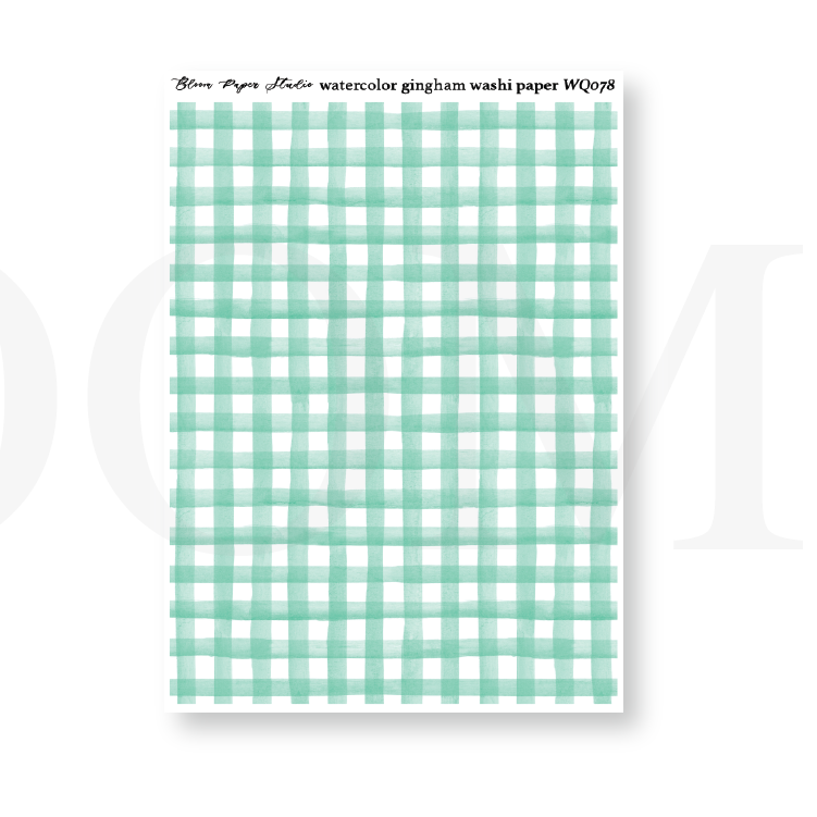 WQ078 Watercolor Gingham Washi Paper Journaling Stickers