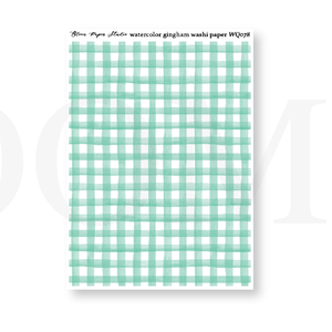 WQ078 Watercolor Gingham Washi Paper Journaling Stickers